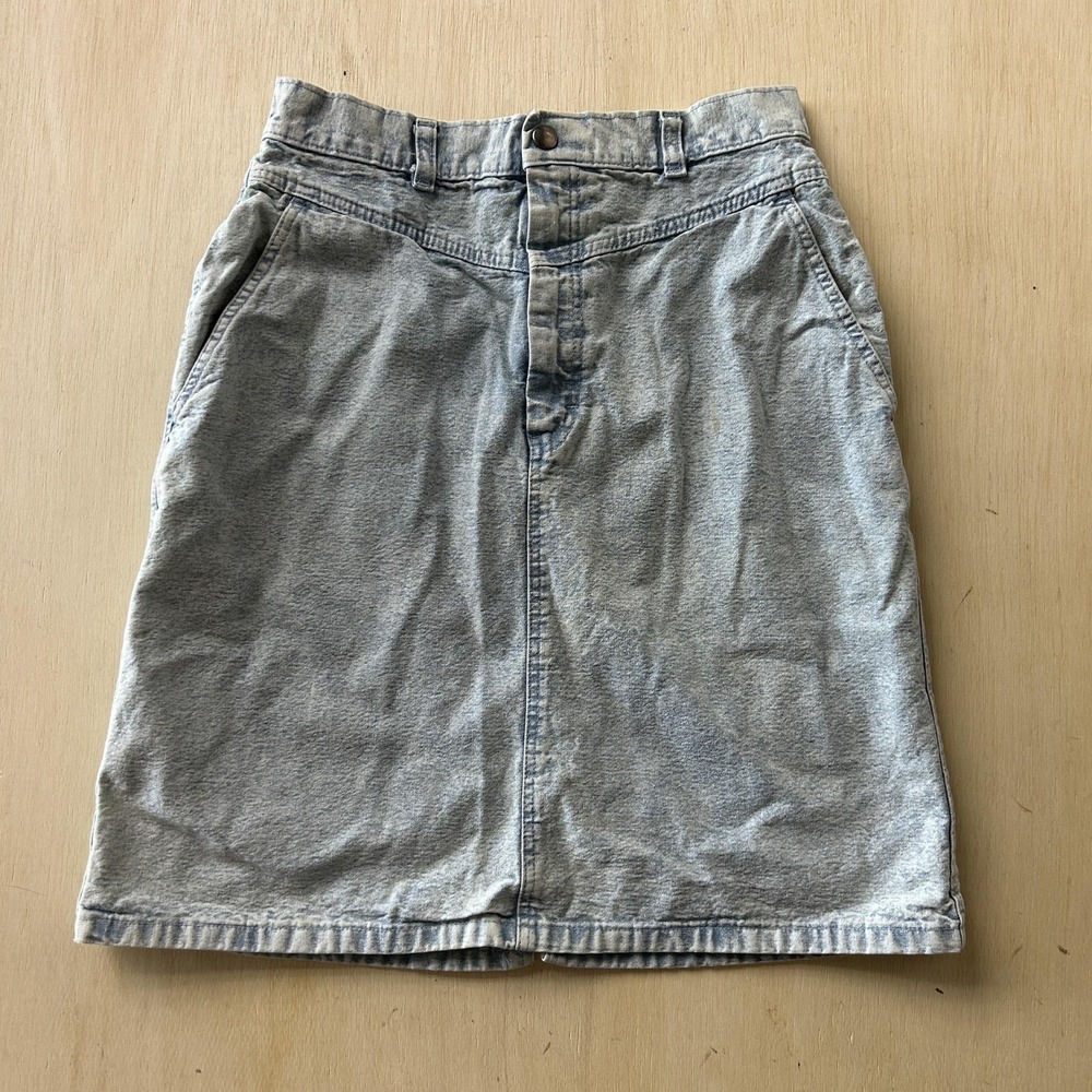 Vintage Pizzazz Skirt Womens 10 Blue Denim Pencil Knee Length High Rise Pockets